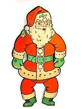 Antique Die-Cut Santa Claus Jointed Cardboard Christmas Decoration, 12.5 Inches