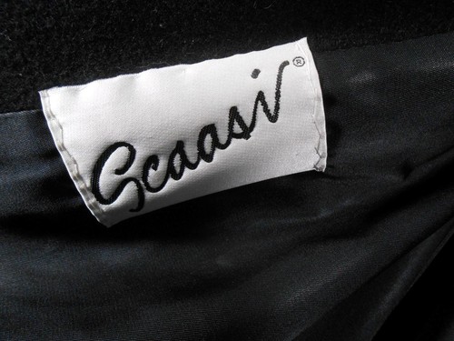 VINTAGE SCAASI KASCHMIR/WOLLE LANGER SCHWARZER SWING MANTEL MOUTON KRAGEN GR: SMALL - Bild 12 von 14