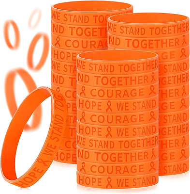 Orange Ribbon Awareness Silicone Bracelets Bulk Multiple Sclerosis Leukemia