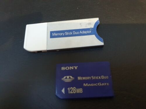 Sony Memory Stick Duo MagicGate Card 128MB + Memory Stick Duo Adapter - Picture 1 of 2