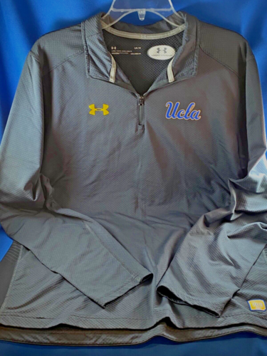 EUC UCLA BRUINS UNDER ARMOUR GRAY LOOSE COLDGEAR 1/4 ZIP L/S PULLOVER JACKET - M - Picture 1 of 10