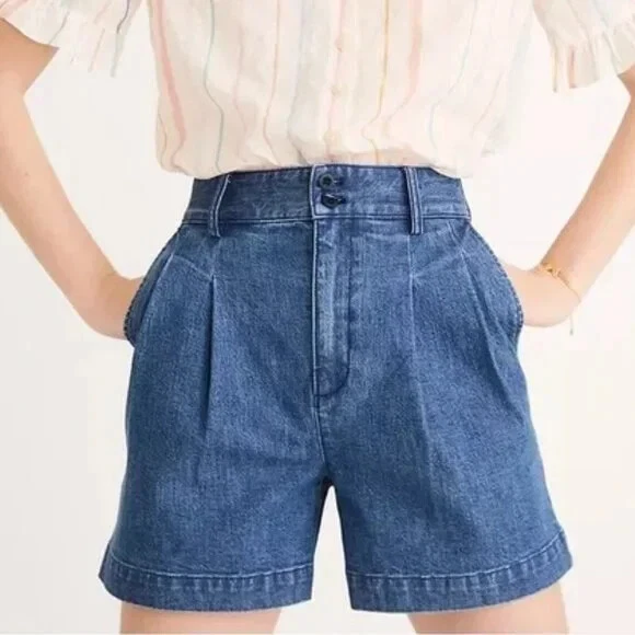 Madewell denim pleated shorts hotsell