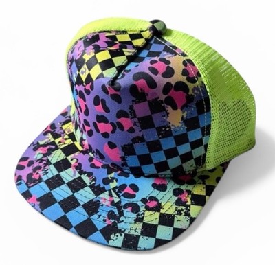 Strictly Wild Baby Trucker Hat 3-12M Snapback Toddler Cap Wild one checkerboard