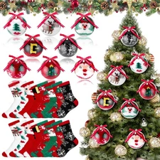8 Pairs Christmas Socks Decoration Gifts Set with 8 Transparent Ball Christma...
