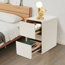 2-Drawer Bedside Cabinet White 40*30*48cm Storage Cabinet Dresser For Bedroom