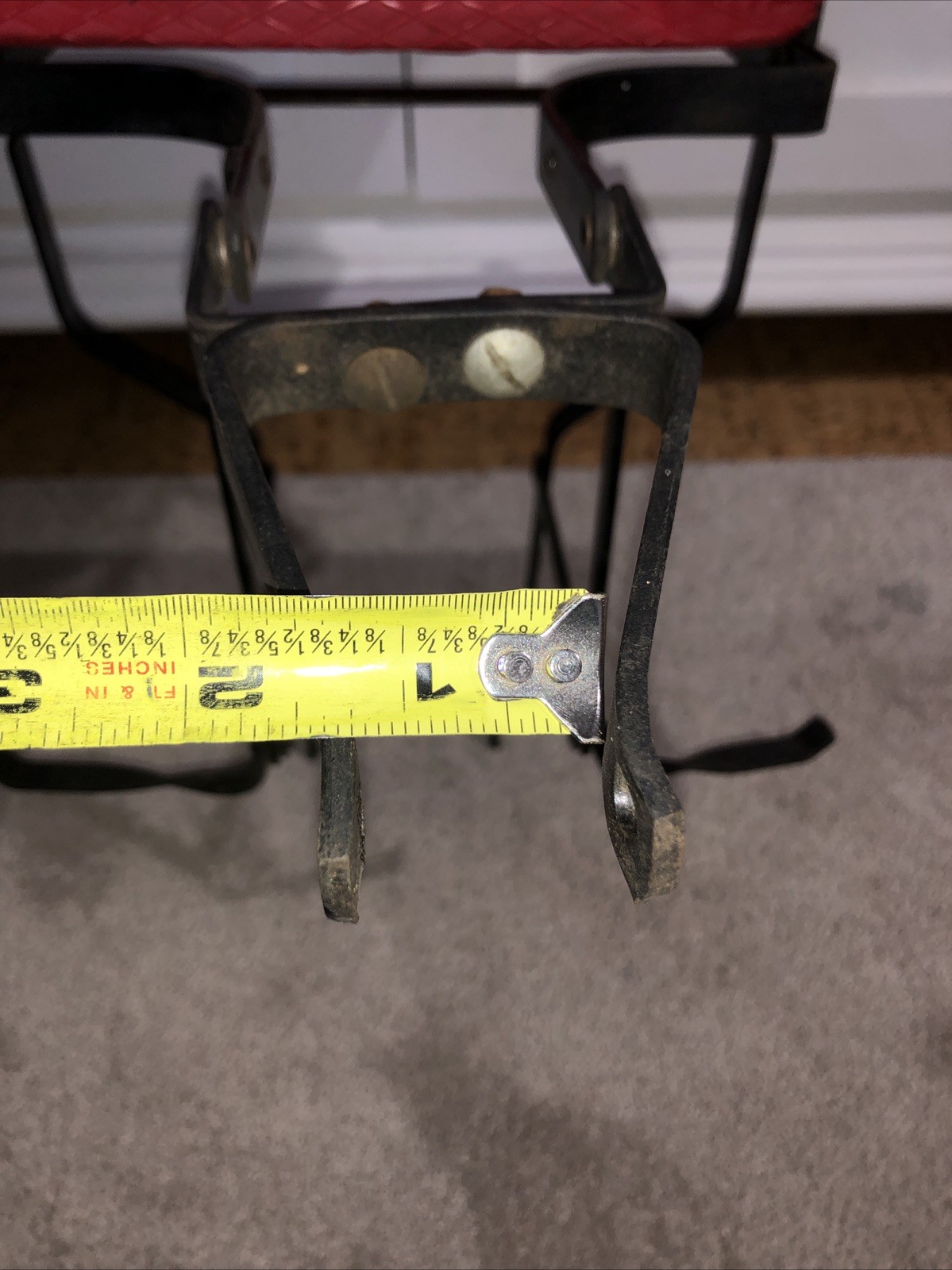 VTG Leco Children’s Bike Seat Rack Carrier Red Vinyl Black Metal Frame ENGLAND