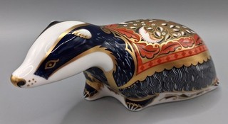 Royal Crown Derby Paperweight Moonlight Badger Gold Stopper Boxed