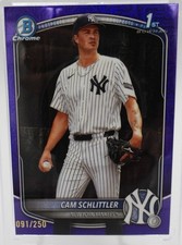 2025 Bowman Chrome Cam Schlittler 1st Purple Mega Refractor #/250 #BCP-166