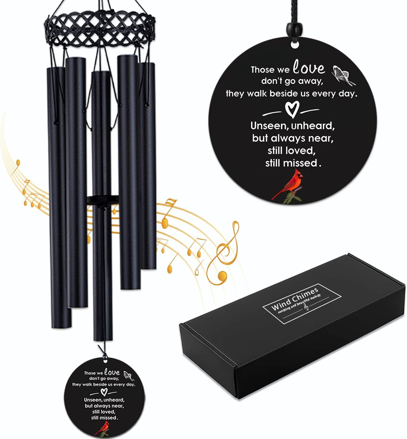 Cardinal Memorial Wind Chimes for Outside,Sympathy Windchime for Loss of Loved O