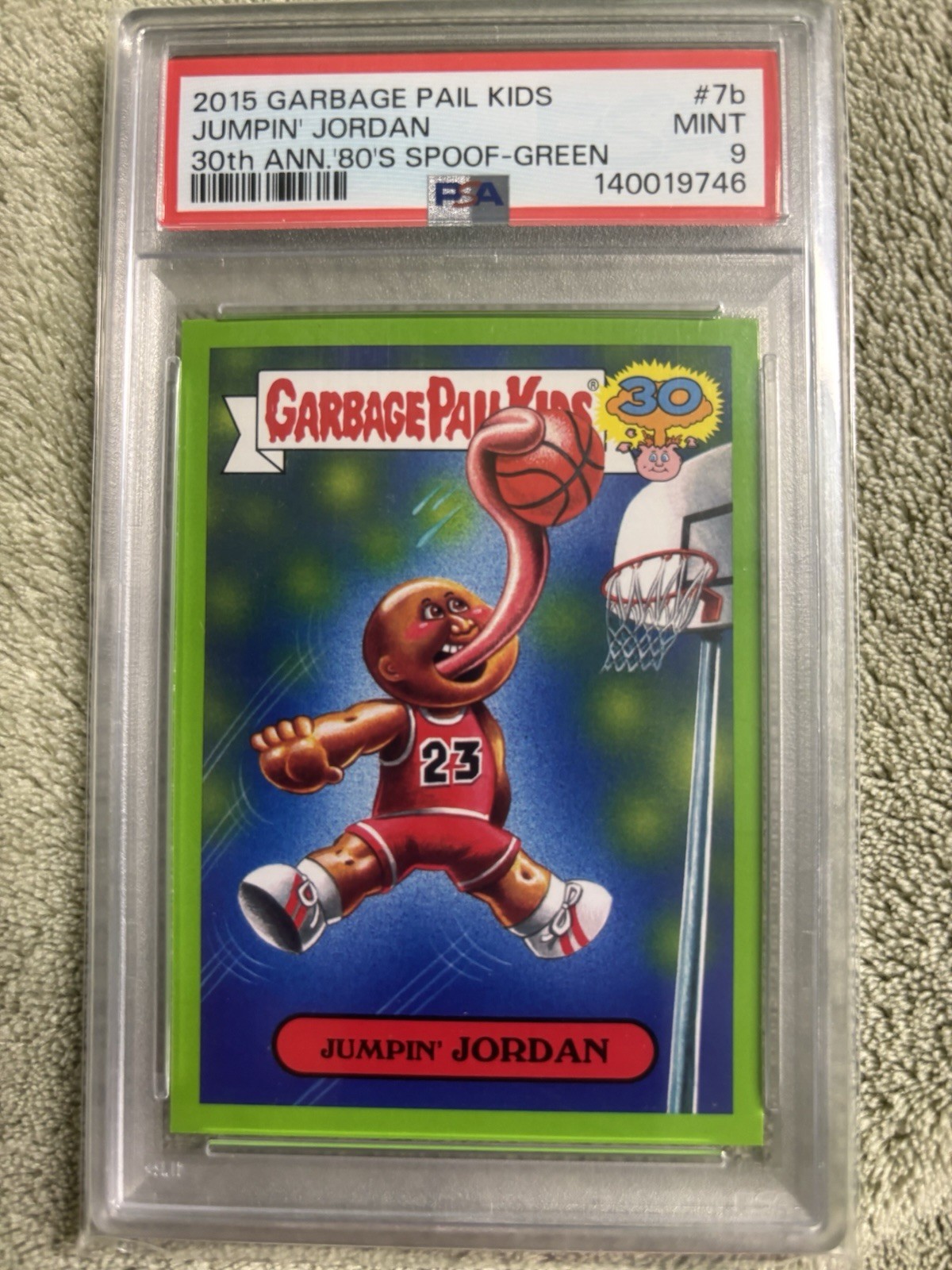 2015 Garbage Pail Kids 30th Jumping Jordan #7b Green PSA-9 Mint! (Very Last One)