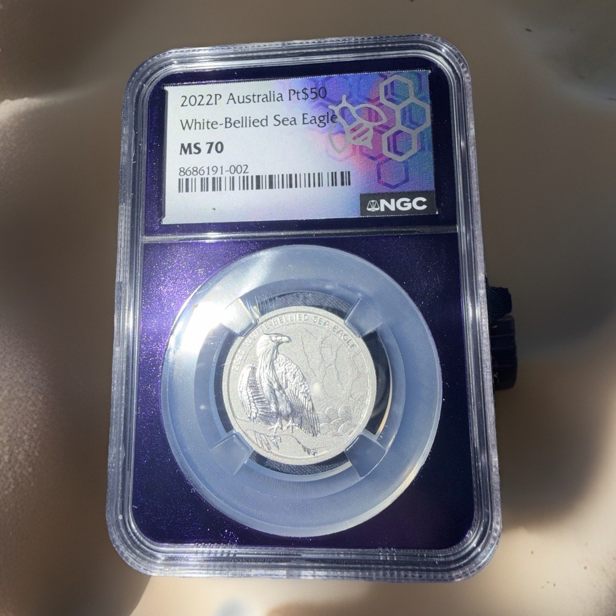 2022P Australia $50 Platinum White-Bellied Sea Eagle MS70 - 1/2 oz