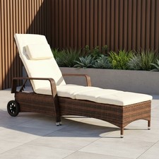 Sonnenliege Braun Gartenliege Rattan Terrassenliege Relaxliege Liegestuhl ️