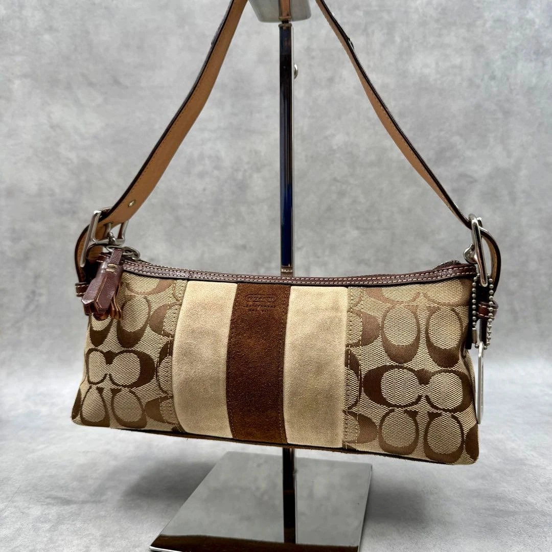 バッグ COACH 7039 handbag signature suede Coach Women's Suede Exterior Striped Bags & Handbags for Women | eBay