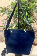 Borsa secchiello ragazza donna vera pelle scamosciata  blu SPECIAL PRICE