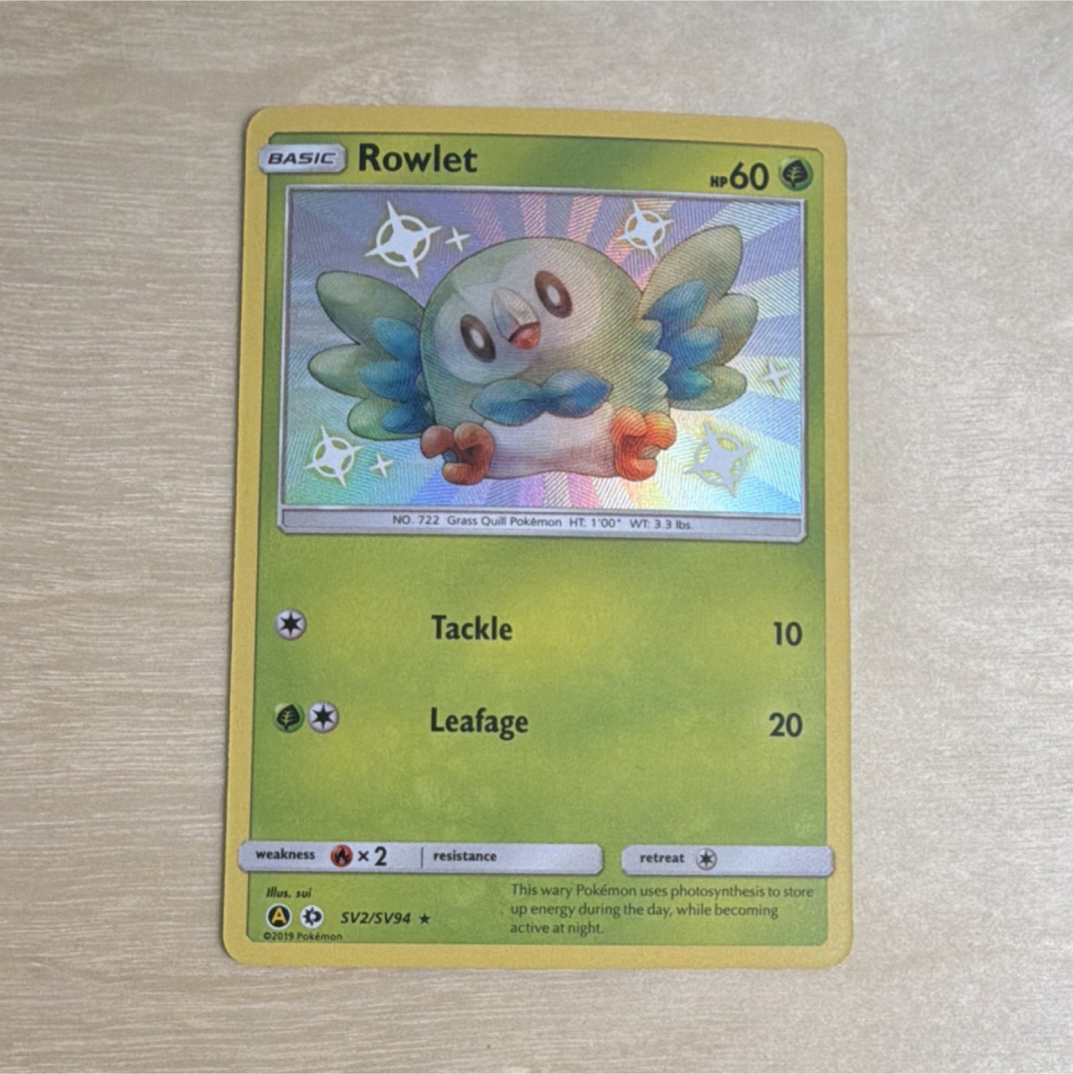 The Pokémon Company Rowlet Hidden Fates Shiny Vault SV2/SV94 Shiny Holo Rare 60…