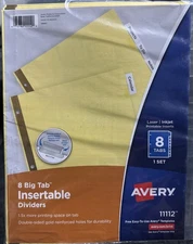 5 Pack-Avery Big Tab Insertable Divider! Brand New!