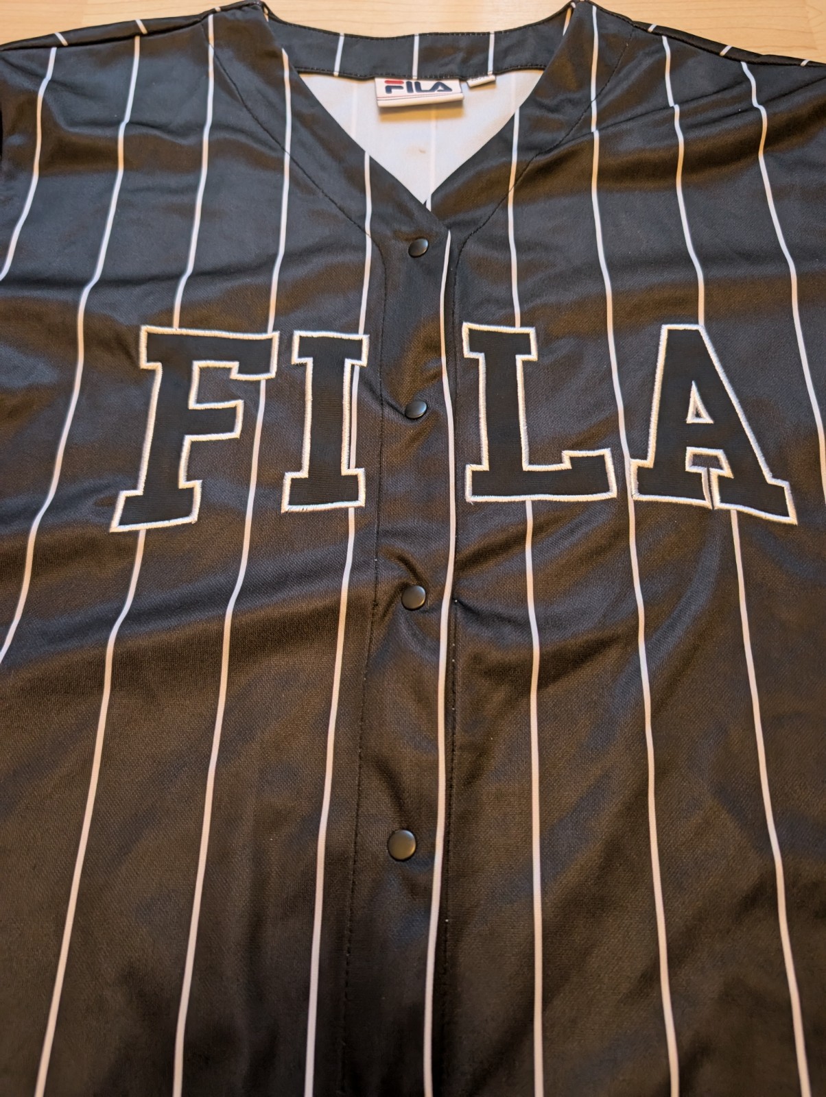 Maglia da baseball FILA maglia bottoni a pressione scritta M manica corta