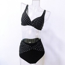 High Waist Push Up Bra Swimsuit For Plus Size Women Dot Print Swimsuit