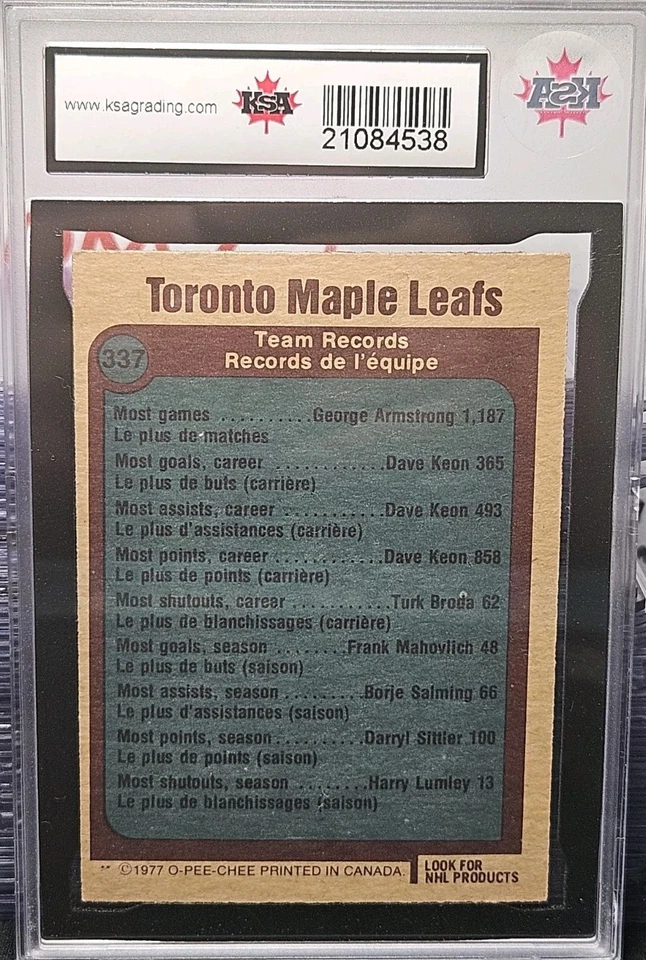 77-78 O-Pee-Chee Toronto Maple Leafs Team Logo Records 🚨🚨🚨 KSA 7.5 - Image 2 of 2