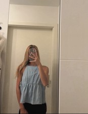 Blaues Damen Trägershirt Gr. L Denim Neckhol...