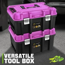 ‎17.32" x 13" x 18.5" Purple Tool Box w/Handle for DIY Work Craft Hobby Storage
