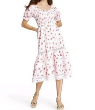 LoveShackFancy Cosette Smocked Tiered Dress Sz M 100% Cotton Peasant Cottage NWT