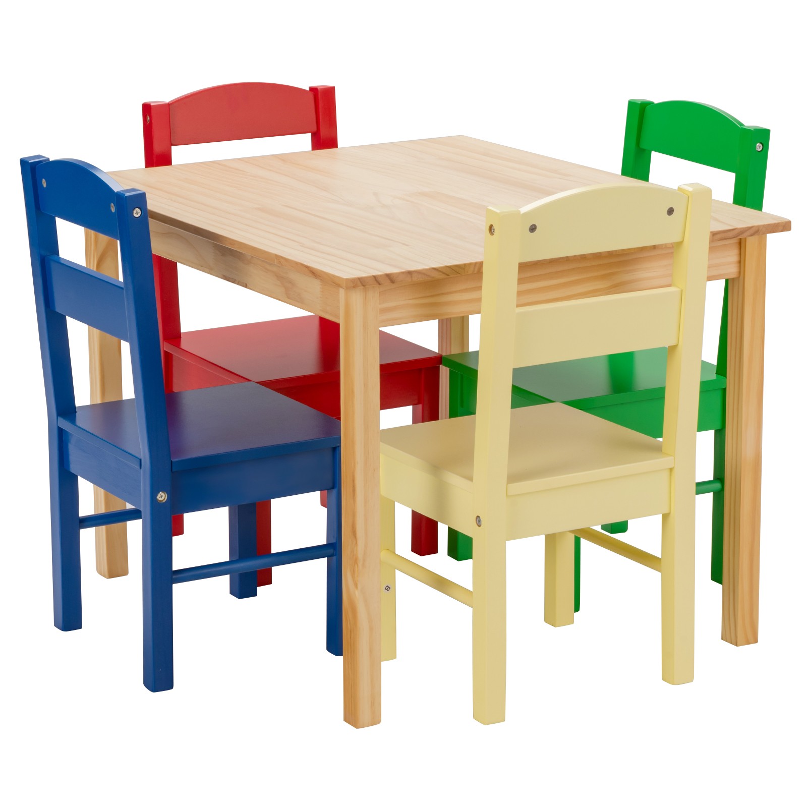 Kids 5 Piece Table Chair Set Pine Wood Multicolor Children P