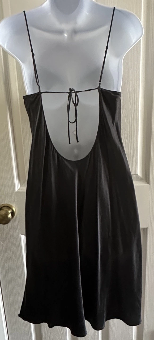 UNDERCOVER Y2K Victoria’s Secret Seta Nero Drappeggiato Taglio Bias Vintage Mini Abito Slip Dress M