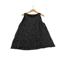 Banana Republic Black White Polka Dot Pleated Sleeveless Chiffon Blouse S 2899