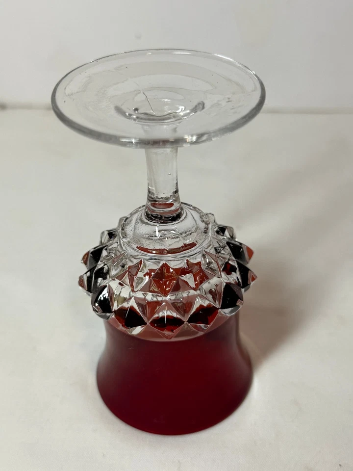 Antique EAPG Ruby OIL CITY Etched Glass Cordial Goblet 4" T - Image 4 of 4