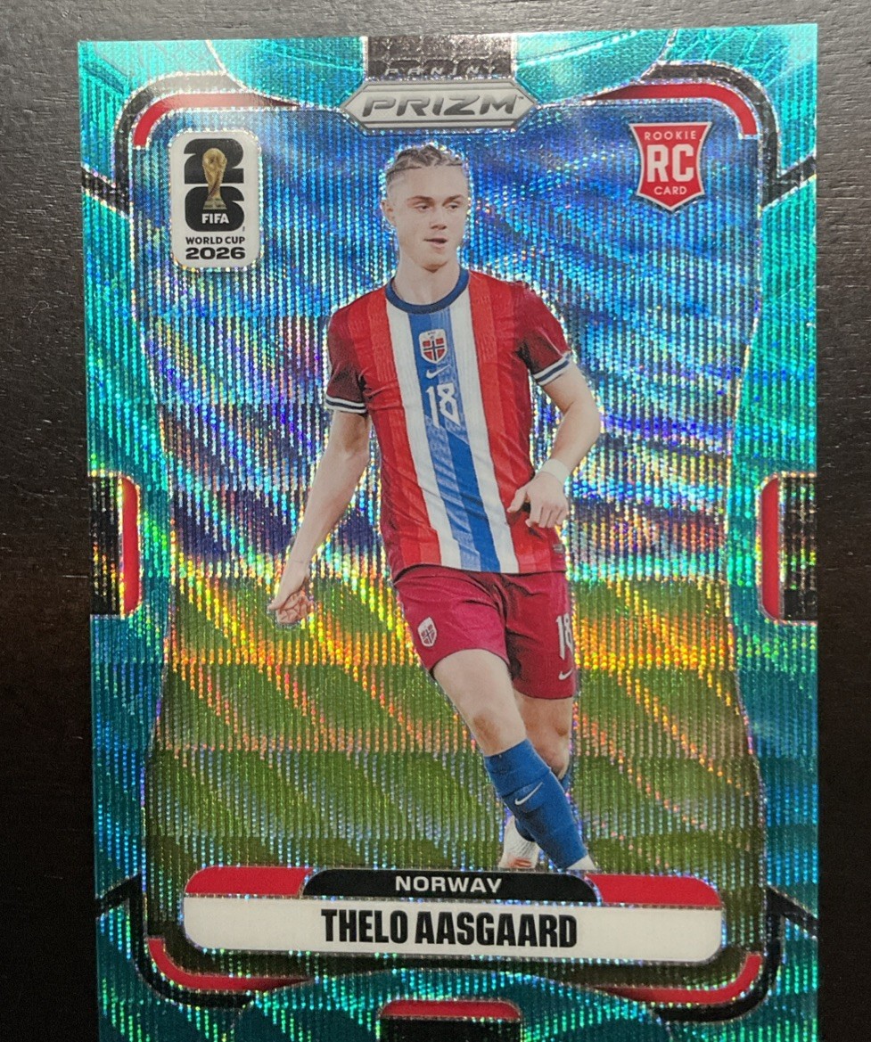 2026 Panini Prizm FIFA World Cup Thelo Aasgaard RC Teal Wave Prizm /99 Norway NM