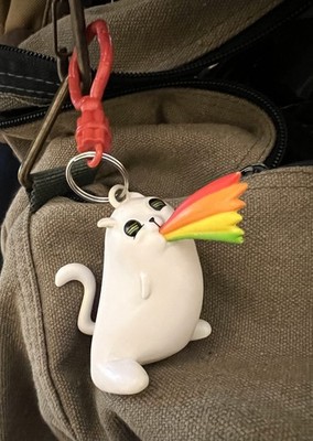 2017 Exploding Kittens Rainbow Ralphing Cat Backpack Hanger 2'' Plastic Figure