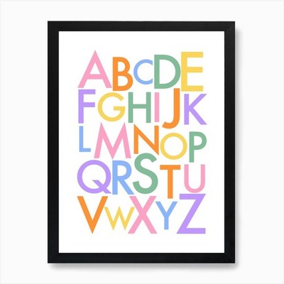 Alphabet Schriftzug Pastell ABC Kunst P gerahmt Wandbild Poster Leinwanddruck Bild