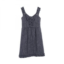 Chanel Tweed Sleeveless Dress Cotton Navy Size 40 Top M6880 P3765227331