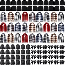Suhine 96 Pcs Winter Homeless Care Package Supplies Bulk Warm Beanies Hat Black