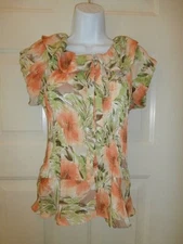 NWT NEW SUNNY LEIGH TOP BUTTON DOWN SHIRT SMALL FLORAL