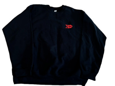 Chi Phi Black Crewneck Crew Neck Sweatshirt w/Embroidered Letters sz XL