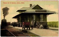 ATTICA, OH PRR Pennsylvania Railroad Station Train Depot Ohio Postcard Seneca Co