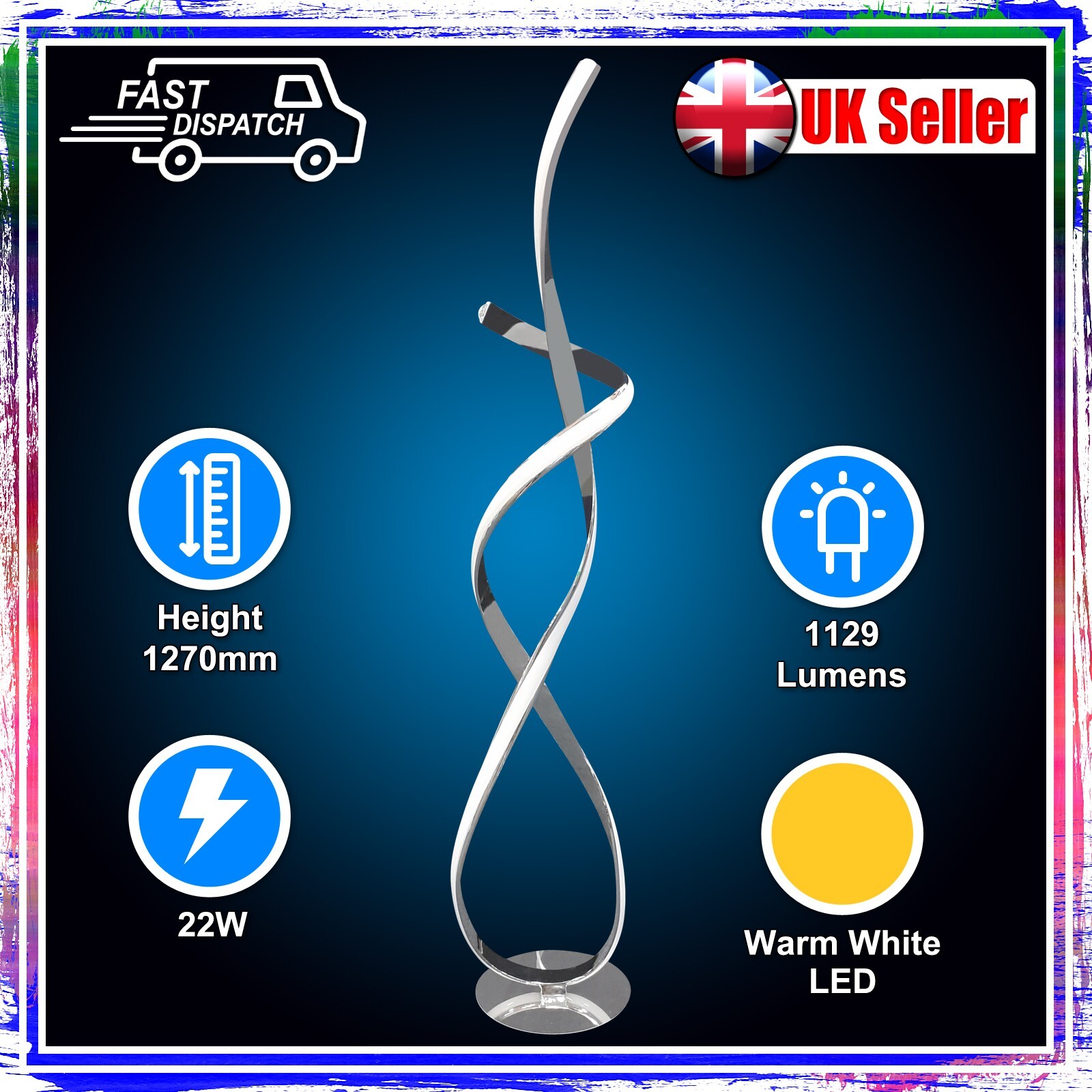 SEARCHLIGHT MUSIC CLEF CHROME SPIRAL FLOOR LAMP LED RRP £330 eBay