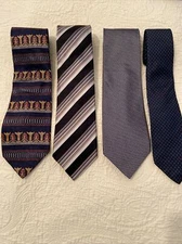 Lot Of 4 Mens Vintage Tie’s Variety Of Colors, Patterns,and Brands