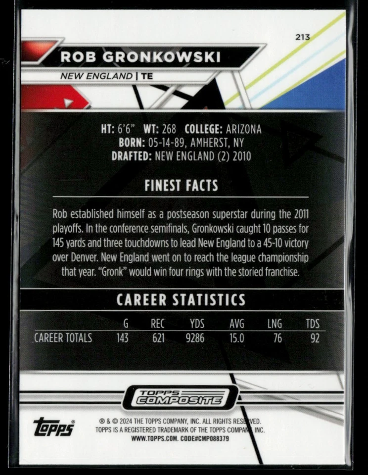 2023 Topps Composite Finest #213 Rob Gronkowski - Image 2 of 2