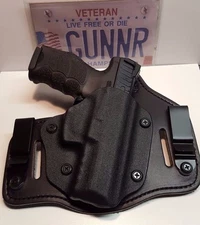FITS GLOCK MODELS IWB & OWB TUCKABLE HYBRID HOLSTER KYDEX/LEATHER CONCEALED CCW
