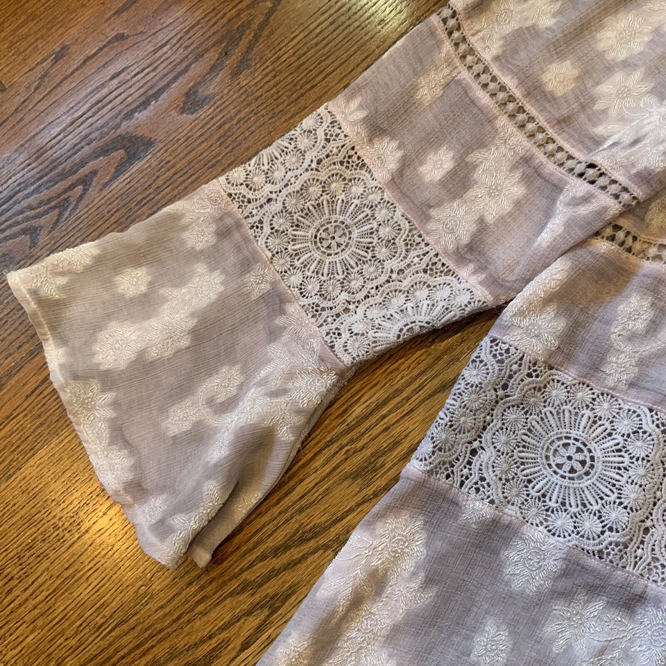 Top One World XL túnica manga campana ojales transparentes hadas Lagenlook bruja caprichosa Foto 4 de 4