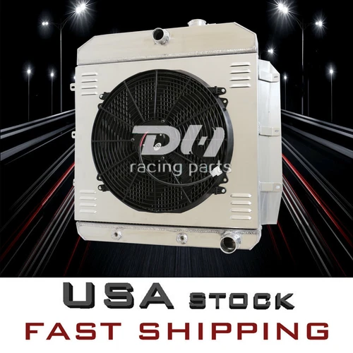 4 Row Radiator+Shroud+Fan For 1955-1959 Chevy GMC Truck Pickup 100/150/3100/3200