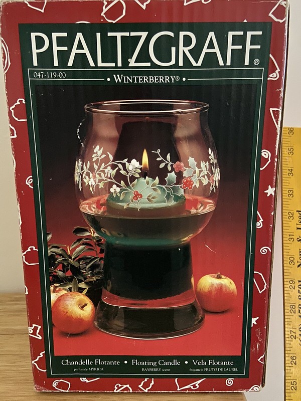 CHRISTMAS PFALTZGRAFF WINTERBERRY FLOATING GLASS CANDLE HOLDER / VASE - EUC
