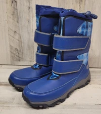 Lands' End Snow Boots Youth Boys 5 Blue Hook and Loop Winter