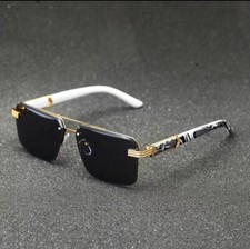 Men's Stylish Half Frame Square Cut Beam UV Protection Sunglasses
