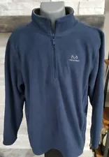 Realtree Long Sleeve 1/2 Zip-Up Soft Warm Blue Polar Fleece Jacket for Men L