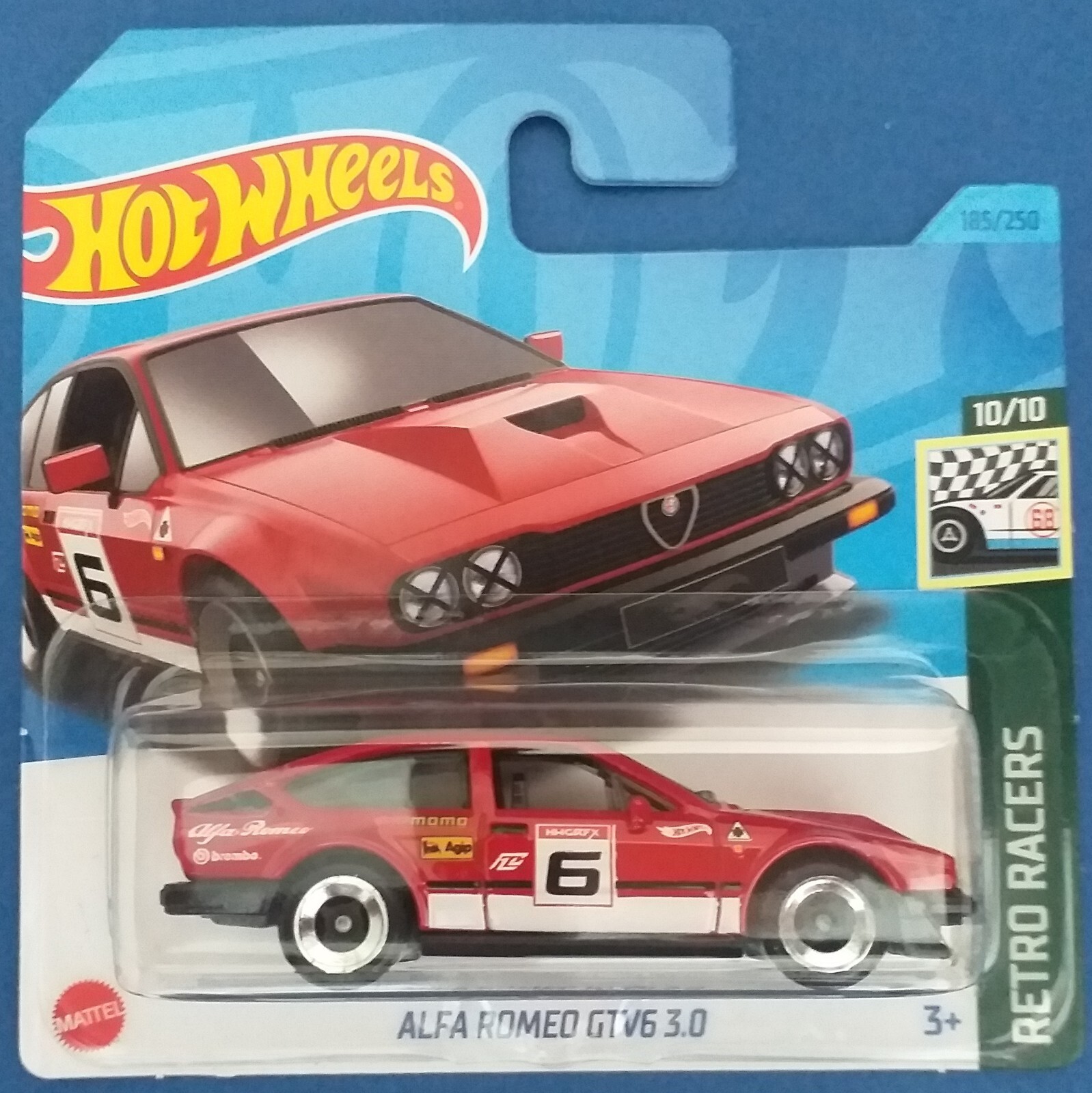 HOT WHEELS 2023 ALFA ROMEO GTV6 3.0, RED, SHORT CARD.