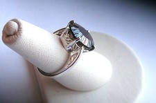 .925 Sterling Silver, Large 29CT SMOKY QUARTZ Ring, Size 6, New w/o Tag